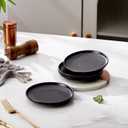 Matte Ceramic Appetizer Plates 6 Inch,Small Mini Dessert Plates Set of 4,Microwave and Oven Safe Snack,Bread,Butter Dessert,Pie,Cake Plates Cat Dishes(6 inch,Black)