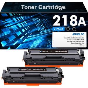 218A Black Toner Cartridges: 3301fdw Toner Replacement for HP 218A Black 218X Works with HP Color Laser Pro 3201dw 3301cdw 3301fdw 3301sdw Pro 3201 MFP 3301 Series | W2180A W2180X | NO CHIP | 2 Pack