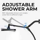 Wide Rain Shower Head With 5 Modes Handheld Showerheads, High Pressure Showerhead Combo with Extension Arm for Bathroom Accessories, Adjustable Shower Head with Anti-Clog Nozzles (Black)