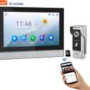 WiFi Wired Video Doorbell System (Wiring Required), 10 Inch High-Definition Monitor +Ring Camera, Support Two-Way Intercom Tuya APP Remote Control & 1080P IR Night Vision for Villa Home Apartment