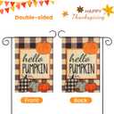 6 x Hello Pumpkin Fall Garden Flag, 1218 Inch Double Sided Yard Flag, Autumn Farmhouse Seasonal Holiday Yard Outdoor Thanksgiving Decoration (Pumpkin)
