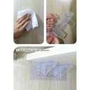 8-Pack Clear Adhesive Double Shelf Brackets & 4 Heavy-Duty Hooks, 5.9x2.8 Inch PVC Shelf Supports & 2.4x2.4 Inch Sticky Hooks for Cabinet, Closet, Bathroom  No Drill, Space-Saving Organizer