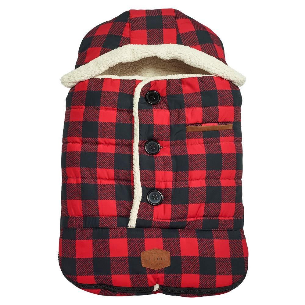 JJ Cole Bundle Me Winter Baby Bunting Bag and Car Seat Cover? Urban ? Buffalo Plaid? Weather Resistant Baby Carrier Cover ? Winter Baby Essentials (26x22x1 Inch (Pack of 1), Red Buffalo Check)