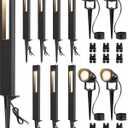 SUNVIE 12-Pack Low Voltage Pathway Lights Wired with Spotlights LED Outdoor Landscape Lighting Kit for Path, Garden, Yard, Patio, Cast-Aluminum, IP65 Waterproof, 12-24V AC/DC, 3000K Warm White, Black