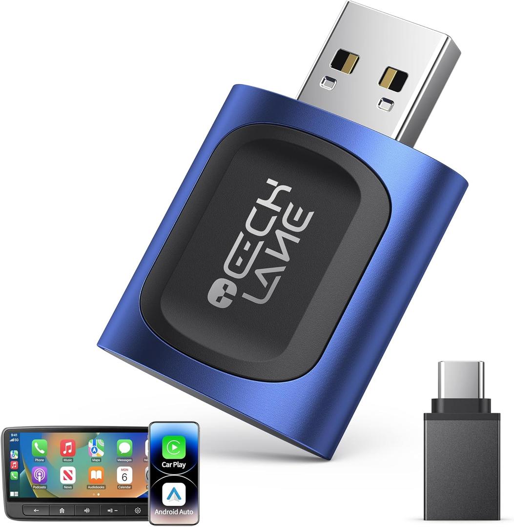 2026 Upgraded 2-in-1 Wireless CarPlay Adapter & Android Auto Wireless Adapter, Bluetooth Car Adapter for Wired to Wireless, Fast & Stable Auto-Connect, 5G WiFi & BT 5.4, Plug & Play (USB-C/A)