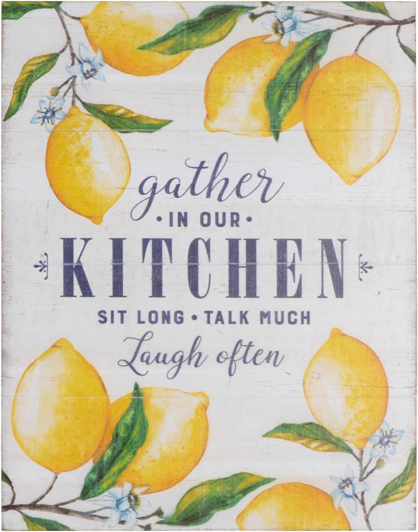Creative Co-Op Gather in Our Kitchen Wood Wall Dcor with Lemons