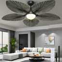 YITAHOME 52 inch Ceiling Fans with Lights, Tropical Ceiling Fans with Lights and Remote, Tri-Color LED, Reversible 6-Speed w/Quiet DC Motor Timing Functions for Living Room, Dining Room, Bedroom