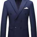 MOGU Men's Double-Breasted Suit Blazer Slim Fit Solid Color Sport Coat Jacket for Business, Wedding, Prom & Formal Events, Size 36