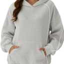 ZAFUL Womens Seam Oversized Hoodies Fleece Comfy Sweatshirts Fall Fashion Casual Pullover Tops 2025 Winter Clothes (Small, Grey)