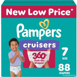 Pampers Diapers - Cruisers 360 - Size 7, 88 Count, Babyproof up to 100% Leakproof Pull-On Diaper