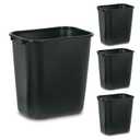 Rubbermaid Commercial Products Wastebasket/Trash Can, 7-Gallon/28-Quart, Black, Plastic, for Bedroom/Bathroom/Office, Fits Under Desk/Sink/Cabinet, Pack of 4