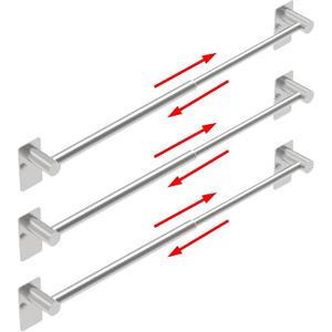 Towel Bar, 14inch to 25inch Adjustable Towel Holder Rod, Self Adhesive Wall Mounted Hand or Body Towel Rack for Bathroom Kitchen, Stainless Steel Organizer Single Bar (Brushed Nickel, 3 Pack)