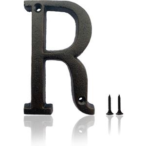 2 x 5.5 Inch House Numbers, Cast Iron House Numbers for Outside, Address Numbers for Houses, Farmhouse, Garage, Shop, Offices, Hotel, LETTER R