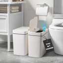 Bathroom Trash Can with Lid 2 Pack 3.9 Gallon Touchless Automatic Garbage Can Slim Motion Sensor Waterproof Plastic Trash Bins for Bedroom, Bathroom, Kitchen, Office, Ivory White 10.2"x7.3"x12"