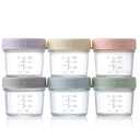 VITEVER 6 Pack Glass Baby Food Storage Containers - 4 oz Baby Food Storage Jars With Lids, Baby Food Maker, Microwave, Dishwasher & Freezer Safe