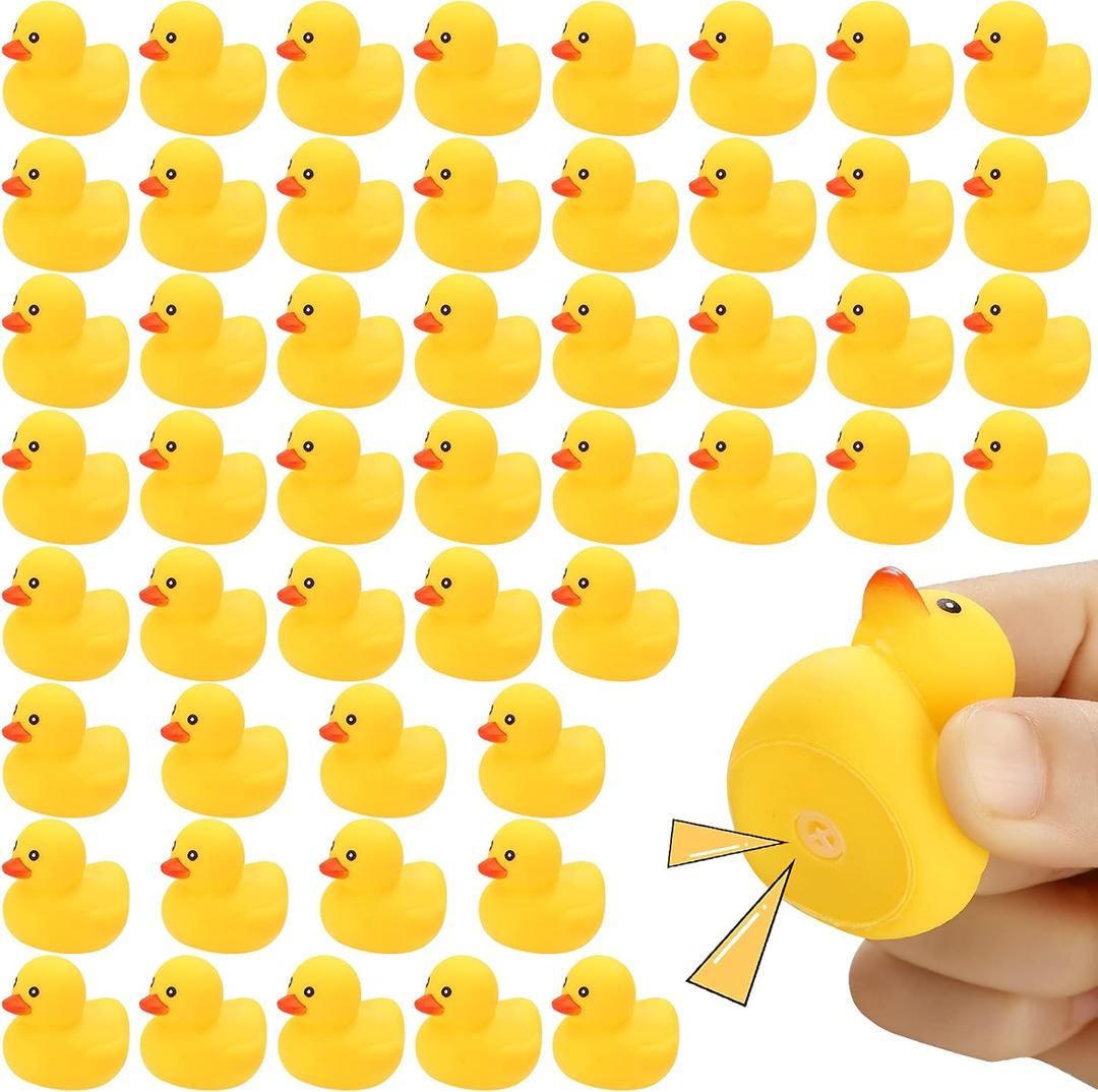 Rubber Duck Bath Toys , 50Pack Mini Rubber Ducks Bulk Float Duck Baby Bath Toy, Shower Birthday Party Favors Gift Classroom Summer Beach Pool Party Games (Yellow)
