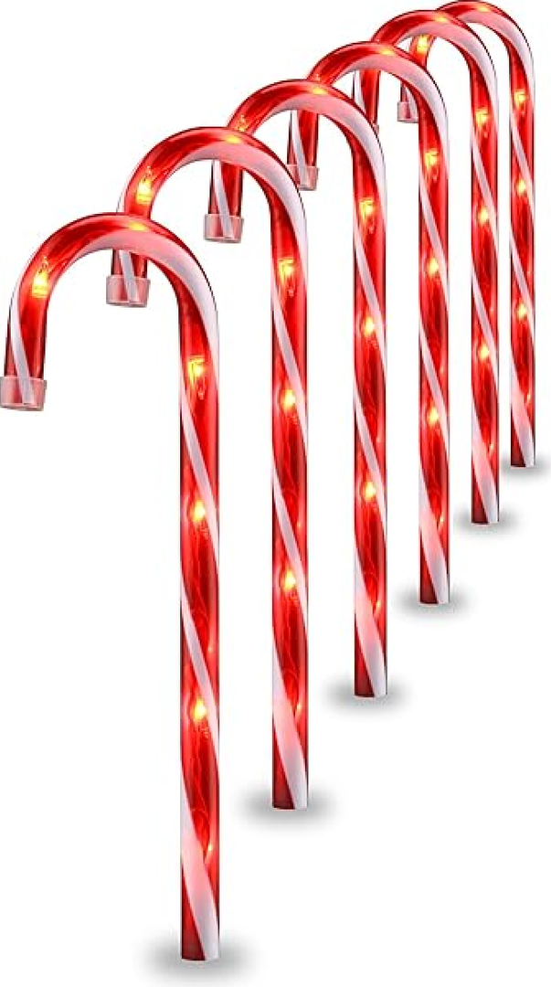 16-inch Candy Cane Lights, Outdoor Christmas Pathway Markers, Christmas Candy Cane Light for Driveway, Walkway, Yard, Garden