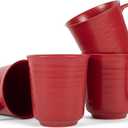 Elanze Designs Red Matte Glaze Finish 17 ounce Stoneware Coffee Cup Mugs, Set of 4