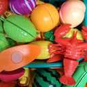 100 PCS Cutting Play Food Toy for Kids Kitchen, Pretend Food Toys for Toddlers, Play Kitchen Toys Accessories with 2 Baskets, Fake Food/Fruit/Vegetable, Birthday Gifts for 3 4 5 Years Old Boys Girls