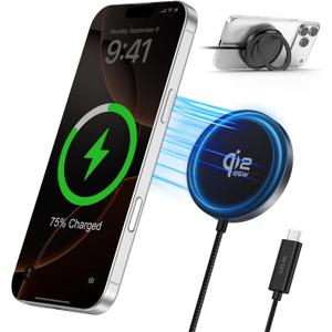 25W Magnetic Wireless Charger, Qi2.2 Fast Wireless Charging Pads with Kickstand,MagSafe Charger for iPhone 17/16/15/14/13/12 Series & AirPods 4/3/2/Pro, Samsung S26 S25 Series, Google Pixel 10