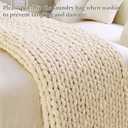 Admitrack Chunky Knit Blanket Throw 51"x63", 100% Hand Knit Chenille Throw Blanket for Sofa & Home Decor, Soft and Cozy Knitted Throw Blankets (Ivory51"x63")