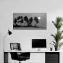 Black and White Wall Art Coastal Landscape Ocean Tree Artwork 20"x40"