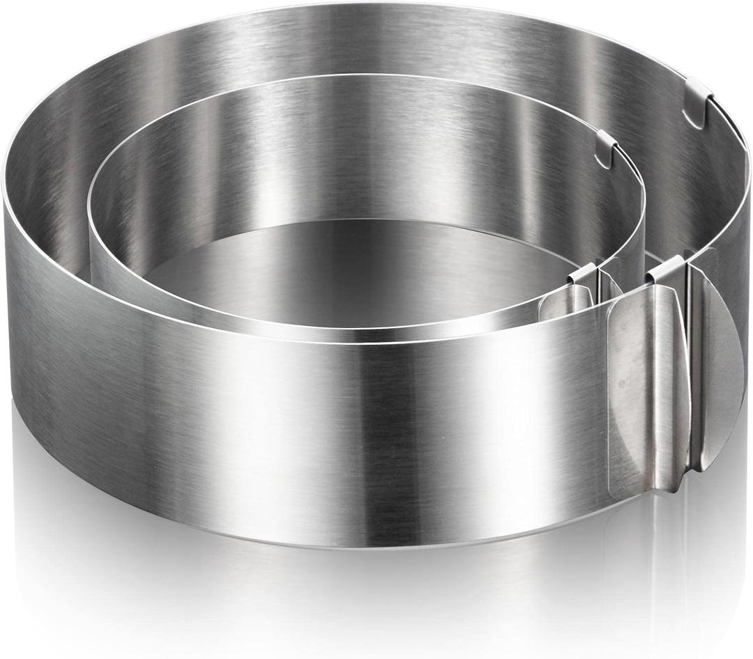 Amylove 6-12 Inch Round Cookie Cutter Adjustable Circle Cookie Cutter Stainless Steel Round Cake Trimmer for Baking Kit Mousse Layered Cake Biscuit Food Tiramisu Pastry