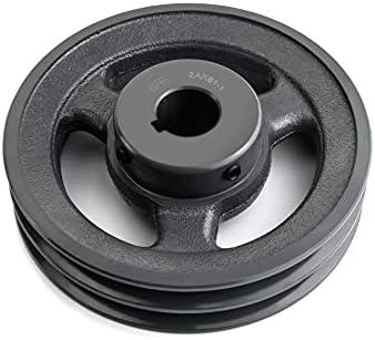 QWORK 2AK611 Double Groove Pulley/Sheave, 5.95"OD 1" Bore, AK Fixed Bore Pulley, for A, 3L & 4L (A & AX) V-Belts, Cast Iron