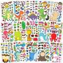 2 x 15 Sheets Make Your Own Animal Stickers for Kids Girls Boys Toddlers Create A Face Decal Large Print Pack Custom Waterproof Decals Party Favors Set Craft Sticker Books Supplies (Style 2)