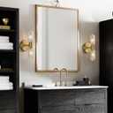 Brushed Brass Wall Sconces,12.3in Bathroom Knurled Double Glass Sconces Wall Lighting,2-Light Vanity Light Gold Sconce,Wall Lights for Living Room Bedroom Hallway Bathroom Mirror,Entrance