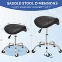 ANWBROAD Saddle Stool with Wheels Ergonomic Swivel Adjustable Rolling Stool with PU Leather Thick Wide Saddle Seat Padding Comfortable Rolling Saddle Chair for Salon Massage Clinic Black UWSS001B, 14.6 X 14.7 X 20.6 Inches