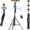 71" Auto Face Tracking Tripod for iPhone with Light, Vlogging Kit for iPhone with Gesture/Remote, 360° Rotation Phone Tripod Stand That Follows Your Movement for YouTube Live Stream/Video Recording