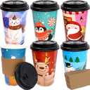 Fancy Land 24 Pcs 16 Ounces Christmas Disposable Coffee Cups Merry Xmas Paper Cups with Lids Sleeves Holiday Cold Beverage Hot Chocolate Drinks Dinner Party Tableware Decorations Supplies Character