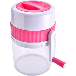 Rotary Ice Crusher Ice Shaver Manual Hand Crank Operated Ice Breaker Blades for Fast Crushing (20x13CM, Pink)