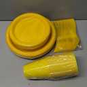 Pureegg Yellow Plastic Plates Set - 350 Pcs Complete Dinnerware Sets for 50 Guests, Disposable Plates, Utensils, Cups, Napkins Included, for Party, Gathering, Wedding, Daily Use