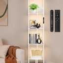 5 Tier Corner Shelf with LED Light, Touch & Remote Control, Dimmable Narrow Corner Bookshelf with 3 Color Temperature, 1-Hour Timer, Display Shelves for Living Room, Bedroom(White)
