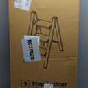 3 Step Ladder, Folding Step Stool with Wider Pedal, Anti-Slip Feet & Non Slip Stripes, Aluminum Sturdy Material, 300Lbs Capacity, Elegant Look of Cream Chocolate Better Matches Your Home