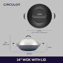 Circulon A1 Series w/ScratchDefense Nonstick Induction Wok with Lid, 14-Inch, Wok Pan with Lid, Graphite
