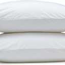 Amazon Basics Down Alternative Bed Pillows and Pillow Protector Case Set, Medium Density, Standard Size 26" x 20", Hypoallergenic, Microfiber, Washable, White, 2-Pack