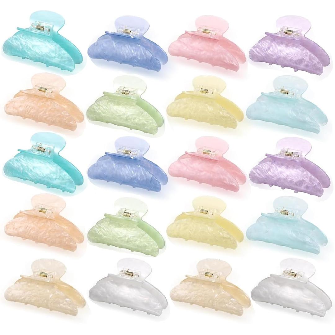 Knitgrip 20 Pcs Large Acrylic Hair Claw Clips Bulk for Women Cute Non-slip Hold Clamps Bulk for Thick or Thin Hair French Barrettes Accessories(Sparkle 10 Colors)
