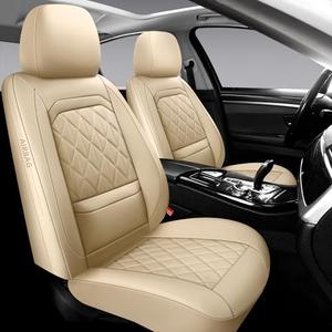 WENNFOUR Car Seat Covers Full Set,Luxury Leather Seat Covers for Cars,Universal Waterproof Interior Seat Covers, Automotive Car Seat Cover for Most Vehicles,Truck,SUV Beige