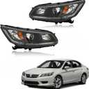 Silscvtt Headlights Front Head Lamps Replacement for 2013-2015 Honda Accord 4-Door Sedan Halogen w/o DRL Headlights Headlamps Pair Passenger Driver Side