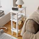 Side Table, Small End Table with Storage Shelf, 3-Tier Small Coffee Tables for Living Room Bedroom Narrow Spaces(White)