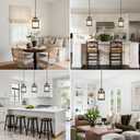Farmhouse Pendant Light, Rustic Wood Metal Light Fixtures with Adjustable Hanging Chain, Small Pendant Lighting for Kitchen Island, Dining Room, Entryway, Cafe & Bar, 3 Pack