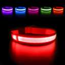 MASBRILL LED Dog Collar - Light Up, Rechargeable, Waterproof, Glow Collar for Small to Large Dogs (M(19.69*0.98inch), Red)