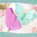 3D Hanging Butterfly Decorations, Butterfly Birthday Party Decorations, 4 Pcs Crepe Paper Butterfly Hanging Decorations for Girls, Women, Flower Garden Party Decorations