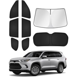 Canvcle Sunshades for 2024-2025 2026 Toyota Grand Highlander Accessories Windshield Sun Shade Side Rear Window Shade Cover Sun Visor Shield Privacy Protection for Camping Keep Vehicle Cool Black 8PCS