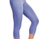 SEEMLY High Waisted Workout Capri with Pockets | Breathable Yoga Pants | Athletic Women Capri Leggings for Tummy Control (Purple, L)