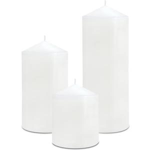 Pillar Candles 3 x 4, 6, and 8 inches, Large Handmade Candles Set of 3, Decorative Candles for Wedding, Home Decoration, Dinner, Church (White)