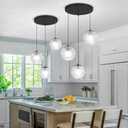 Globe Pendant Light Modern Globe Chandelier Mid Century Glass Chandelier 3-Light Glass Pendant Lighting for Kitchen Island Foyer Hallway Dining Room